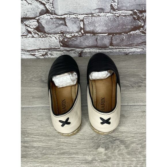 Charix Black Leather Ivory Classic Slip On Loafers Flats Shoes Women 36EU/6M US - Picture 5 of 16